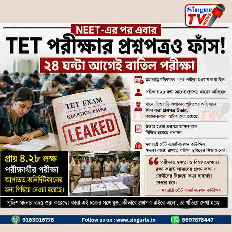 NEET-এর পর এবার TET-এও প্রশ্নপত্র ফাঁস! পরীক্ষা বাতিল ২৪ ঘণ্টা আগেই