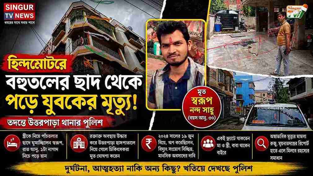 হিন্দমোটরে বহুতলের ছাদ থেকে পড়ে যুবকের মৃত্যু, তদন্তে উত্তরপাড়া পুলিশ