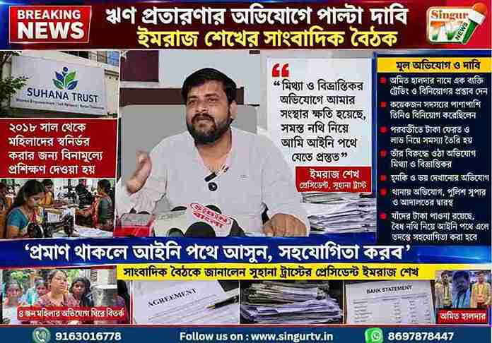 সুহানা ট্রাস্ট বিতর্কে ইমরাজ শেখের পাল্টা দাবি, আইনি পদক্ষেপ